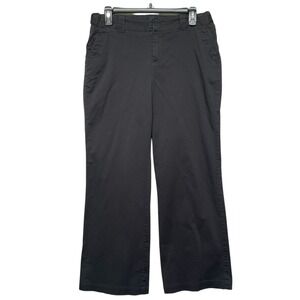 Chadwicks Womens Black Straight Leg Stretch Cotton Trousers Pants Size 10P